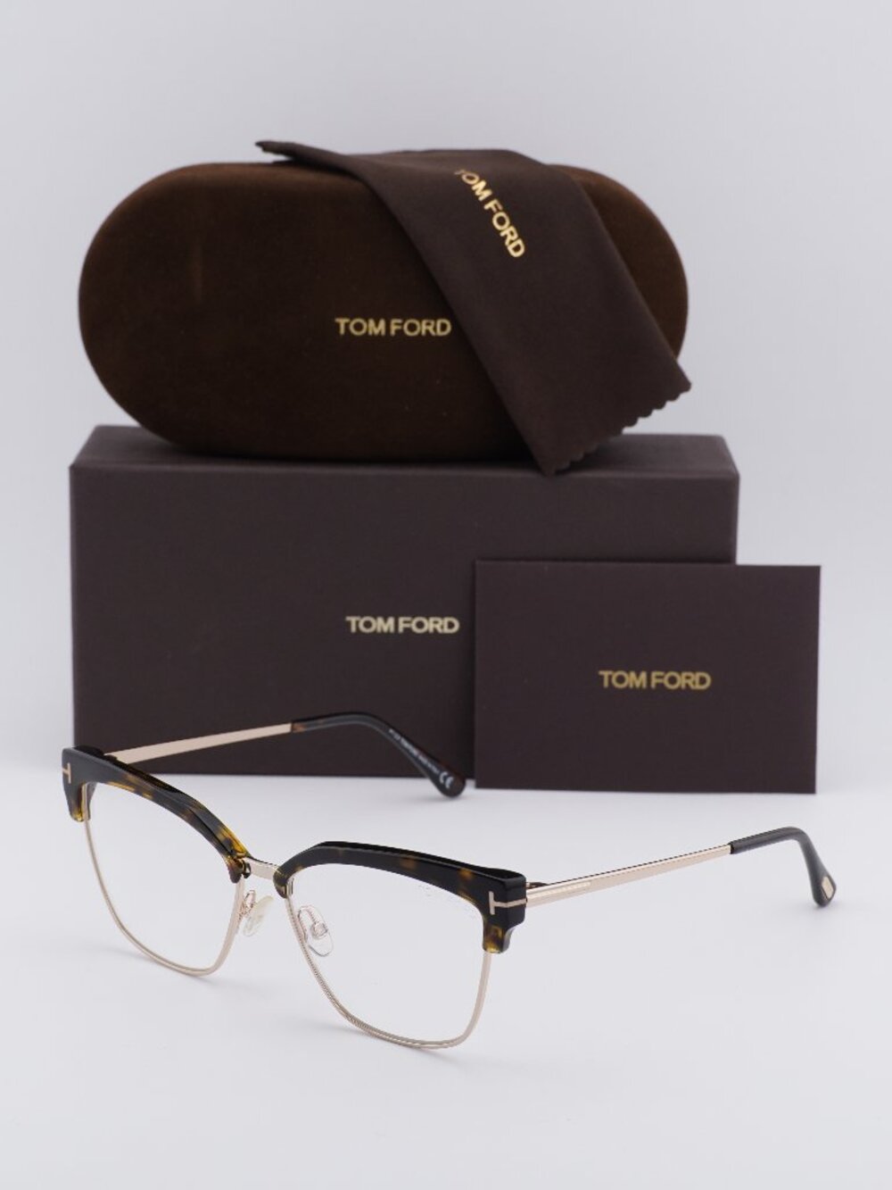 Tom Ford TF5547-B 052 Square Eyeglasses 54mm - Havana/Gold